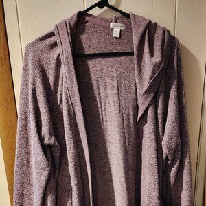 Firtude Active Hooded Cardigan XXL Pink Mauve Lightweight Open Front Plus Size